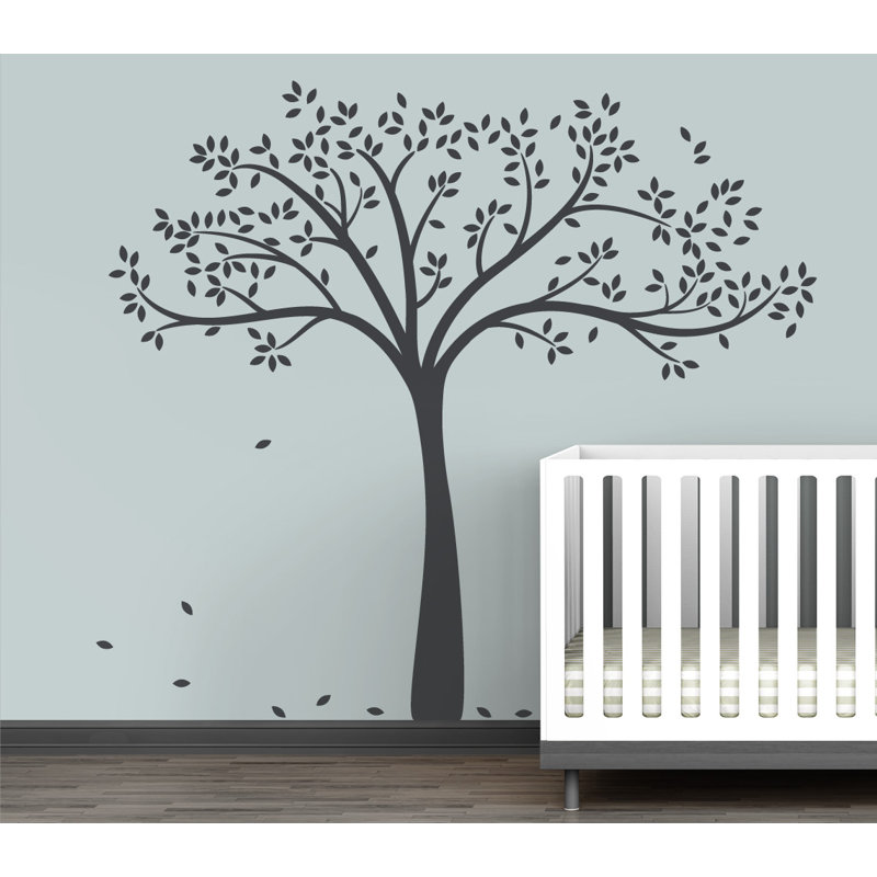 Décalcomanie murale arbre d’automne monochrome, Gris anthracite ingénieux