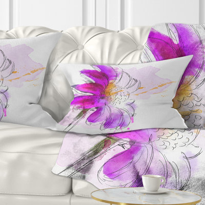 Coussin lombaire gerbera floral aquarelle
