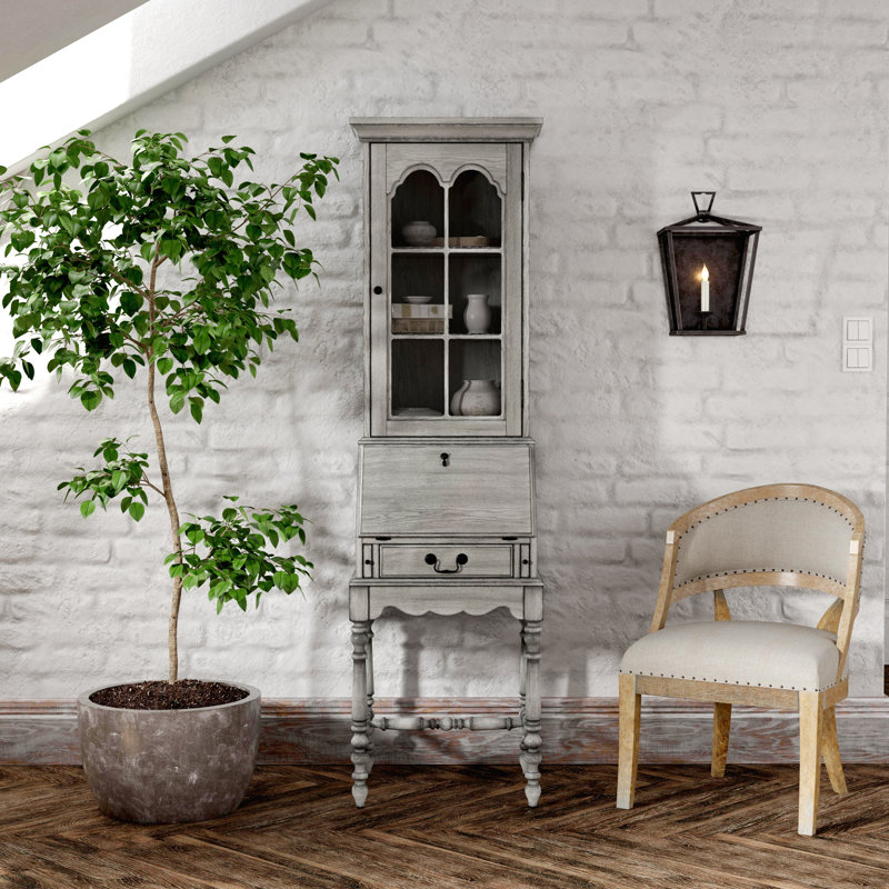 Gaen Secretary Desk with Hutch, Gray