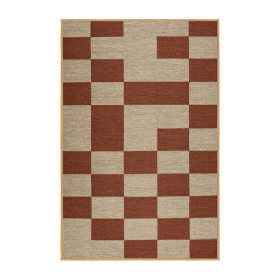 Tapis brun à carreaux lavable à la machine