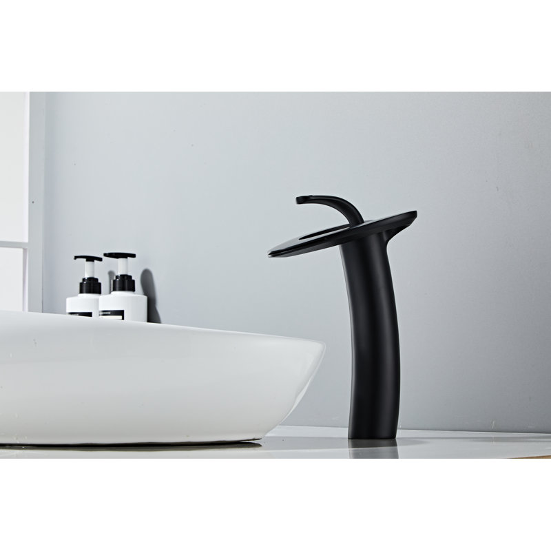 Robinet pour salle de bain à poignée simple avec plaque de recouvrement et bonde Wovier Love Shape, Noir mat