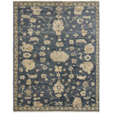 Maalak Wool Flroal Area Rug in Navy