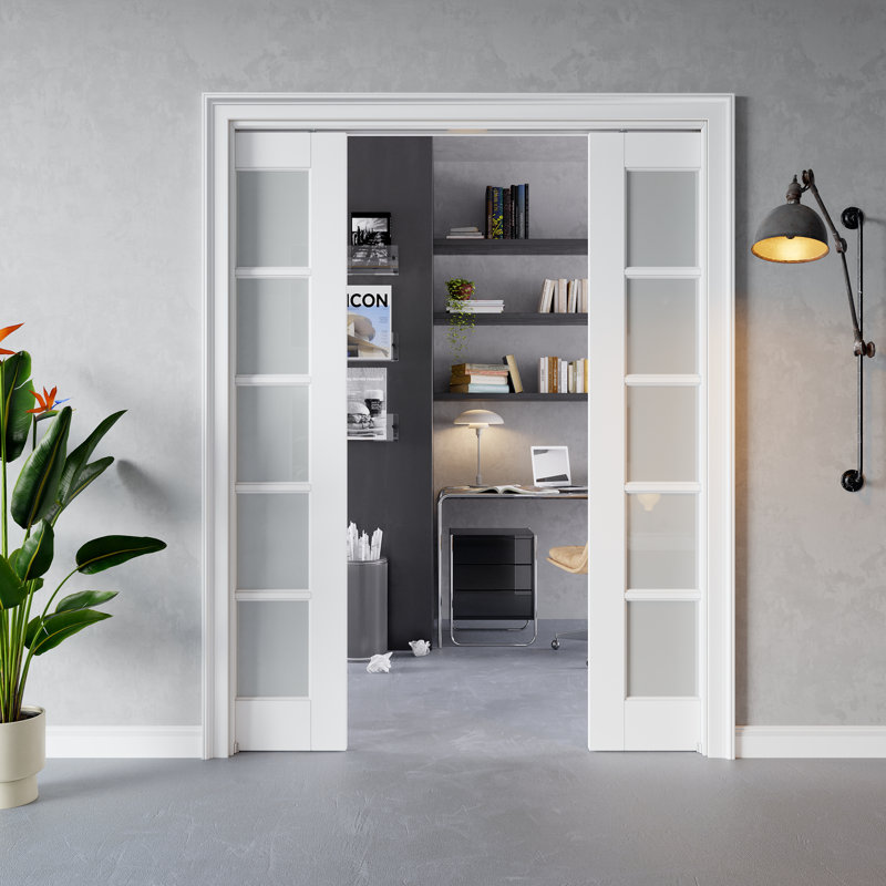 Porte coulissante en verre givré 10-Lite, 56 po x 80 po