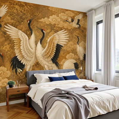 Papier peint auto-adhésif Elegant Oriental Cranes