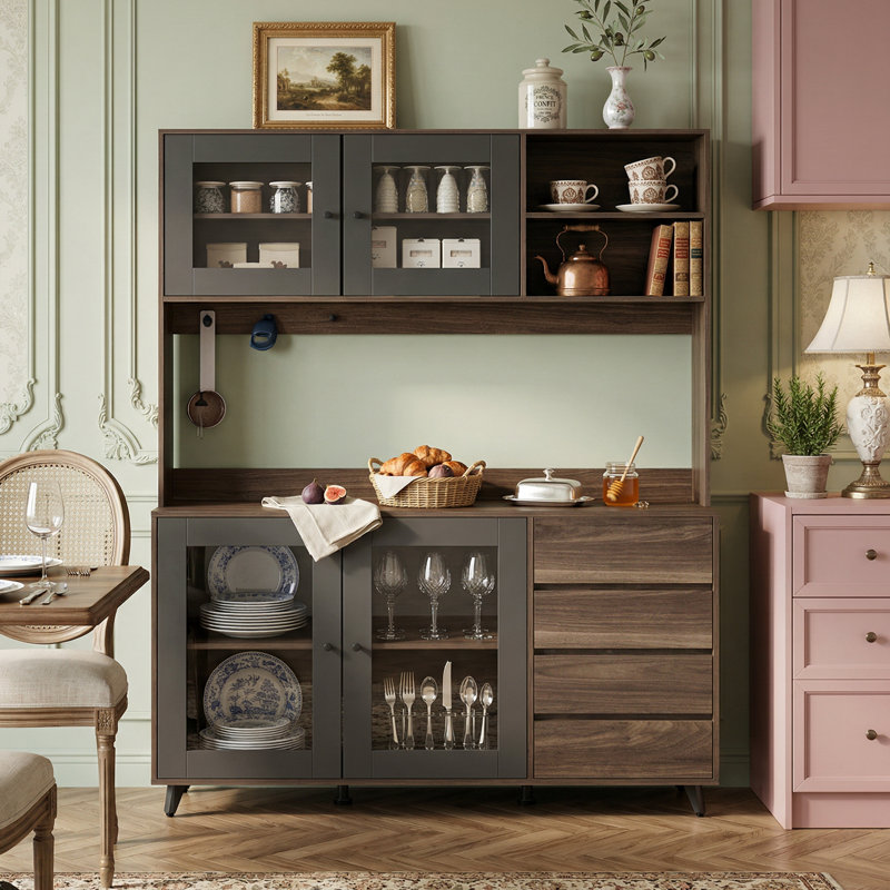 Armoire de salle à manger en bois de 62,9 po Brokaw, Marron foncé