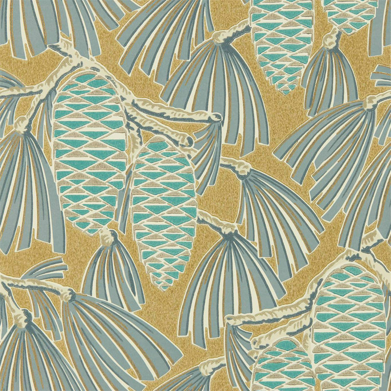 Foxley Wallpaper, Kingfisher/Gold