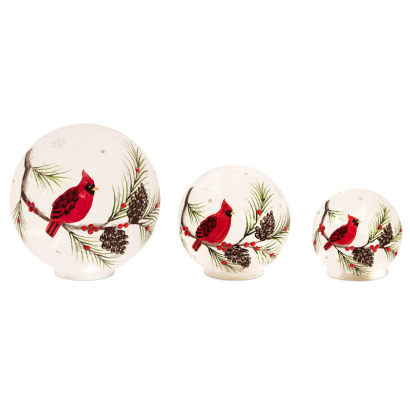 Globe terrestre/minuterie cardinal (ensemble de 3) h 4,25 po, h 5,5 po, verre 7,75 po