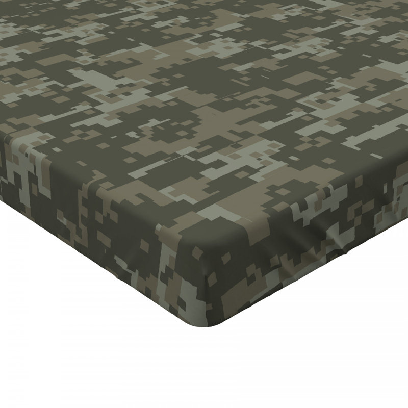 Microfiber Camouflage Fitted Sheet, Queen Fitted Sheet, Gray Camouflage 2