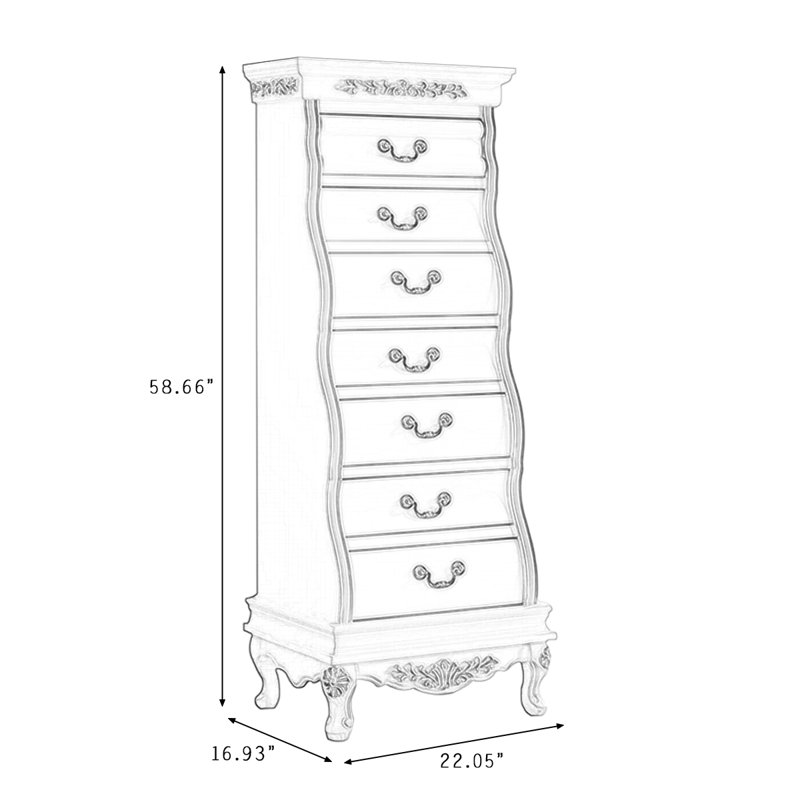Meuble d'appoint rétro en bois massif blanc, Blanc