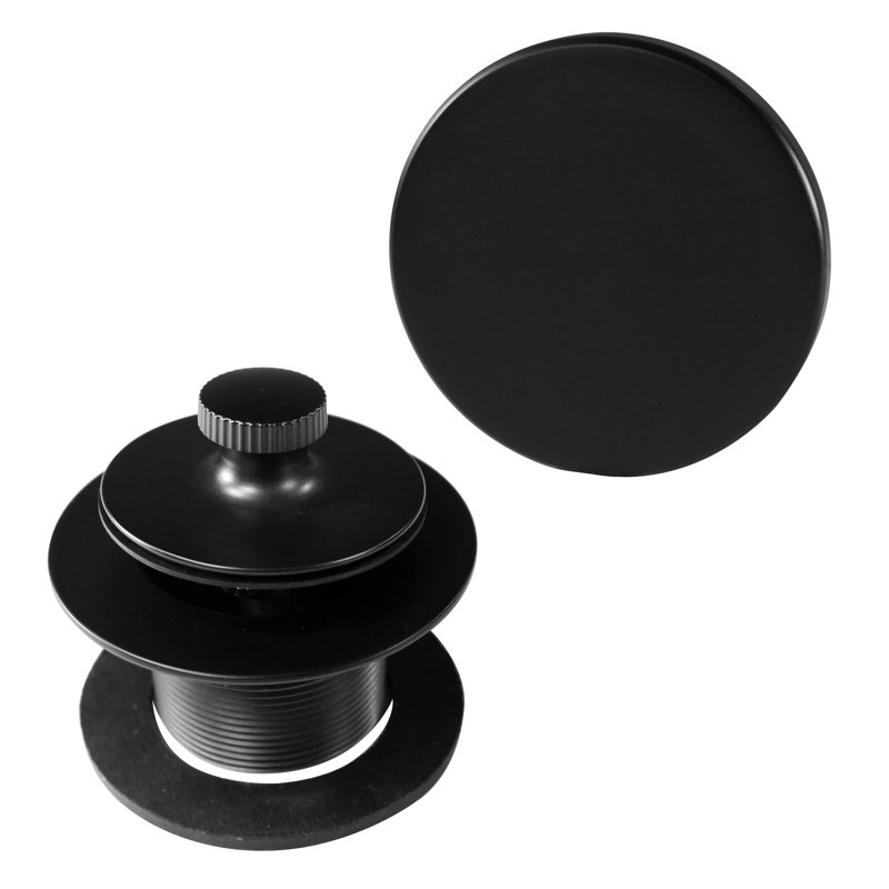 Universal Thread Twist & Close Bathtub Drain Trim with No-Hole Overflow and Adaptor Bushing, Satin Nickel