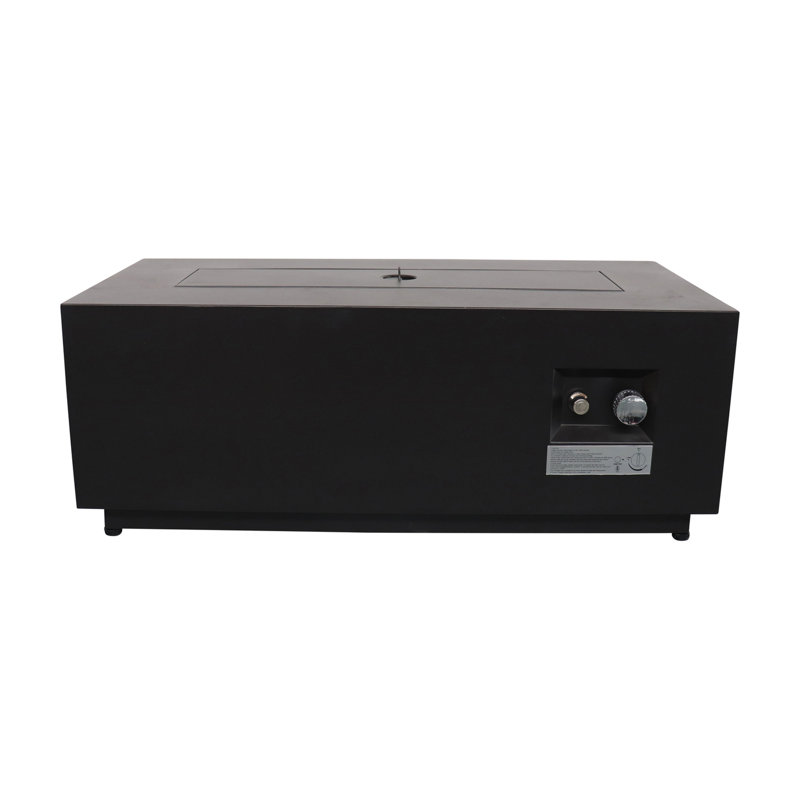Modern 16" H X 42" W Steel Fire Pit Table For Outdoor Use, 50000 , Rustproof, Heat , Lid, Black Table, Steel, Garden Area