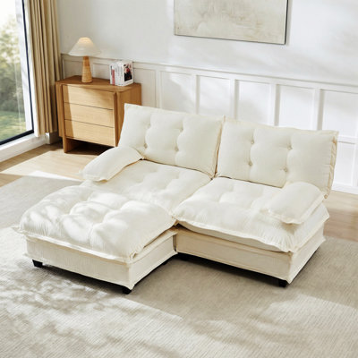 77 Inch L Shaped Modular Sectional Sofa with Ottoman, Chenille Deep Seating and Comfortable Lattice Cushions for Versatile Living Spaces