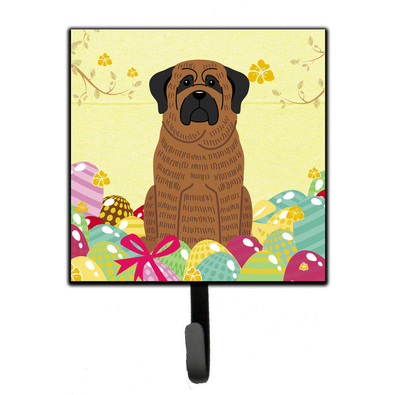 Organisateur de clés murales saint bernard avec crochets de pâques Mcelyea, Jaune / brun / gris, Mastiff bringé