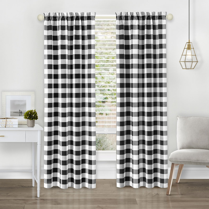Panneau de rideau simple semi-diaphane avec passe-tringle Antheia, l 42" x L 84", Noir
