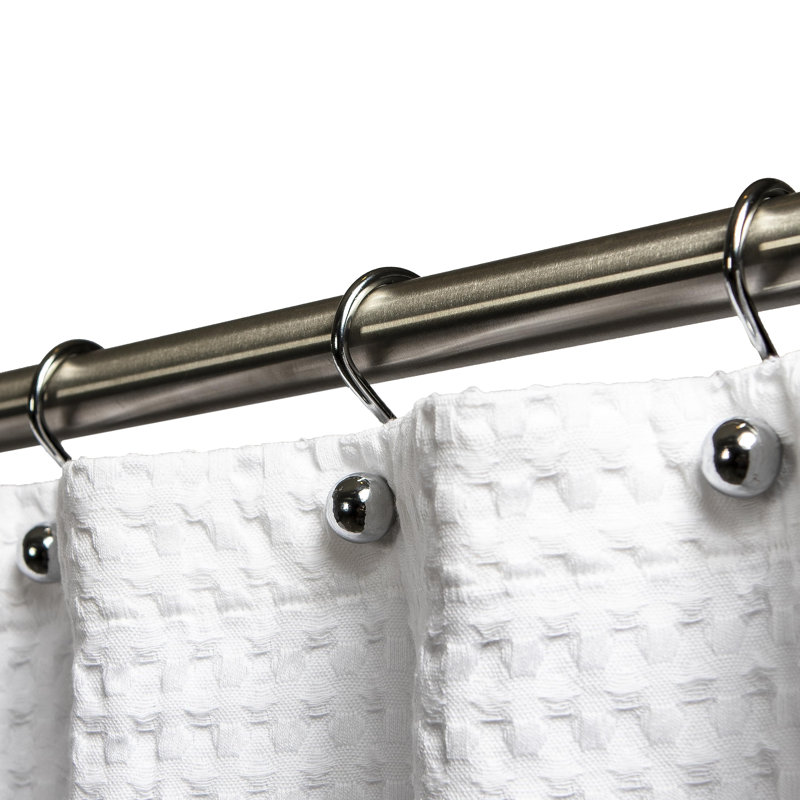 Crochets de rideau de douche S (paquet de 12), finition chrome argenté de qualité hôtelière | Accessoires de salle de bain | Rotule antidérapante | Facile à accrocher