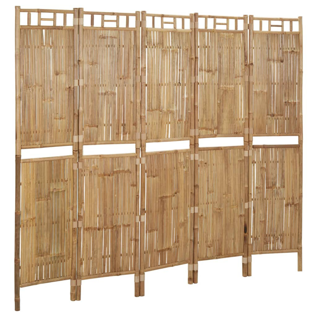 Agrippina 200cm W x 180cm H 5 - Panel Solid Wood Folding Room Divider