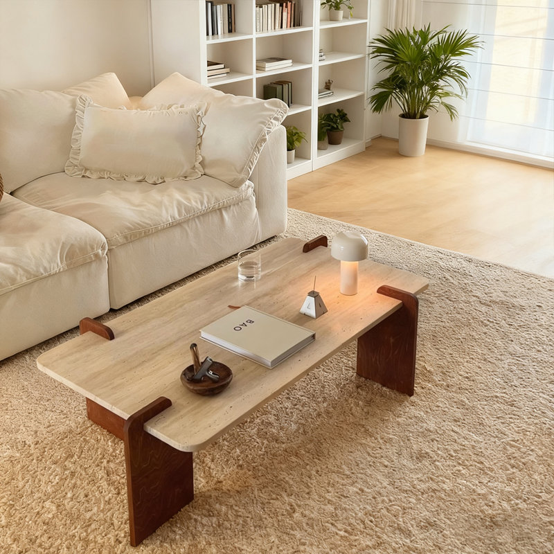 Table basse en pierre naturelle naturelle, H 14,17 po x L 38,98 po x l 19,26 po