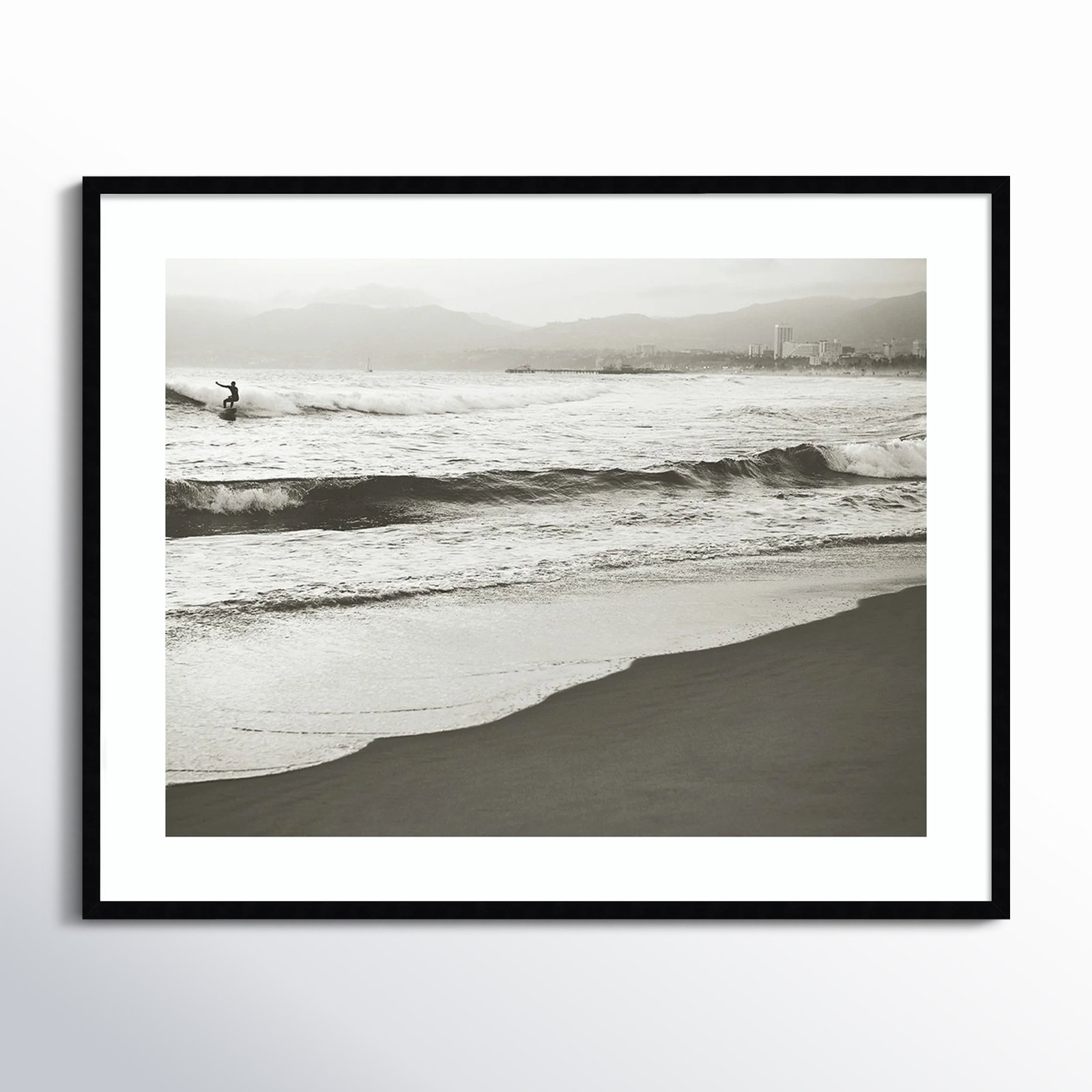 BW Surfer No. 1 by Myan Soffia, 33" H x 41" W, Black Framed