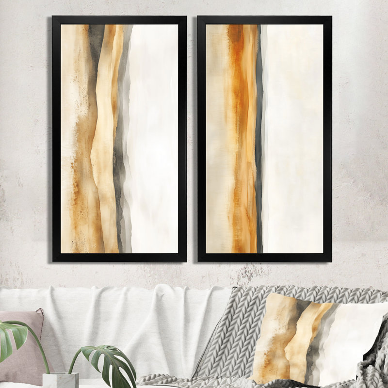 «Neutral Abstract», art mural 2 pièces, superposition de couches abstraites sur le terrain, H 40 po x l 40 po, Toile tendue