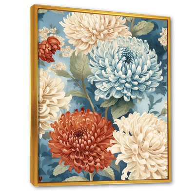 Symphonie de chrysanthèmes blancs et bleus - impression