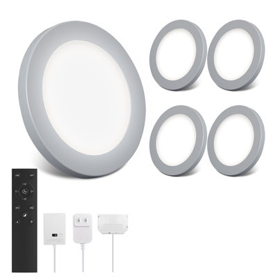 V4light Smart Puck Lights, Plug-In Under Cabinet Lighting For Kitchen, Closet & Shelf, App, Voice & Hand Control, Works With Alexa & Google Home, Dimmable & Adjustable Warm To Cool White Light(4 Pack)
