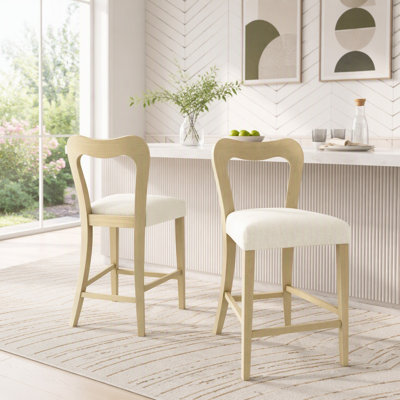 Ensemble de 2 tabourets de comptoir ergonomiques modernes avec structure en bois d'hévéa