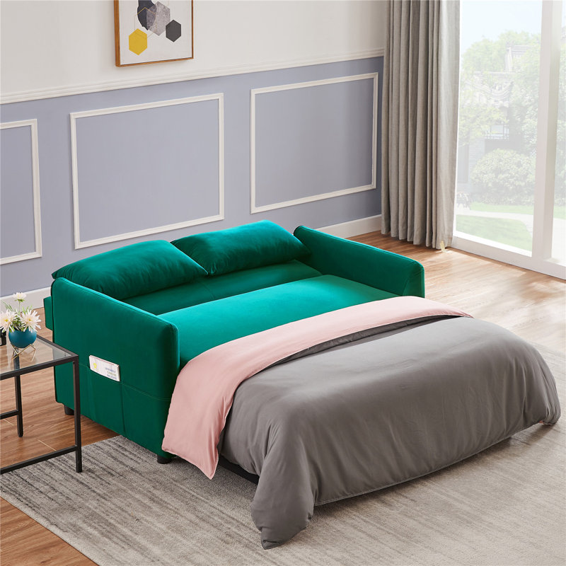 Chaise longue inclinable à deux accoudoirs avec rangement, Bleu vert