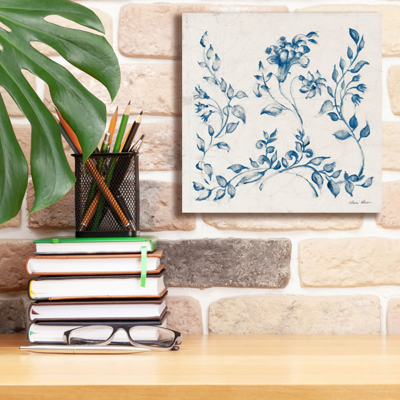 «Suédois tuile 4 bleu» par Cheri Blum, toile d'art, H 12 po x l 12 po x P 0,75 po