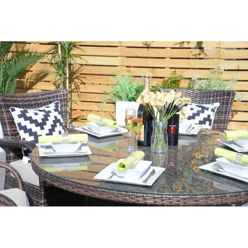 Ensemble repas pour terrasse avec coussins 6 personnes Albright
