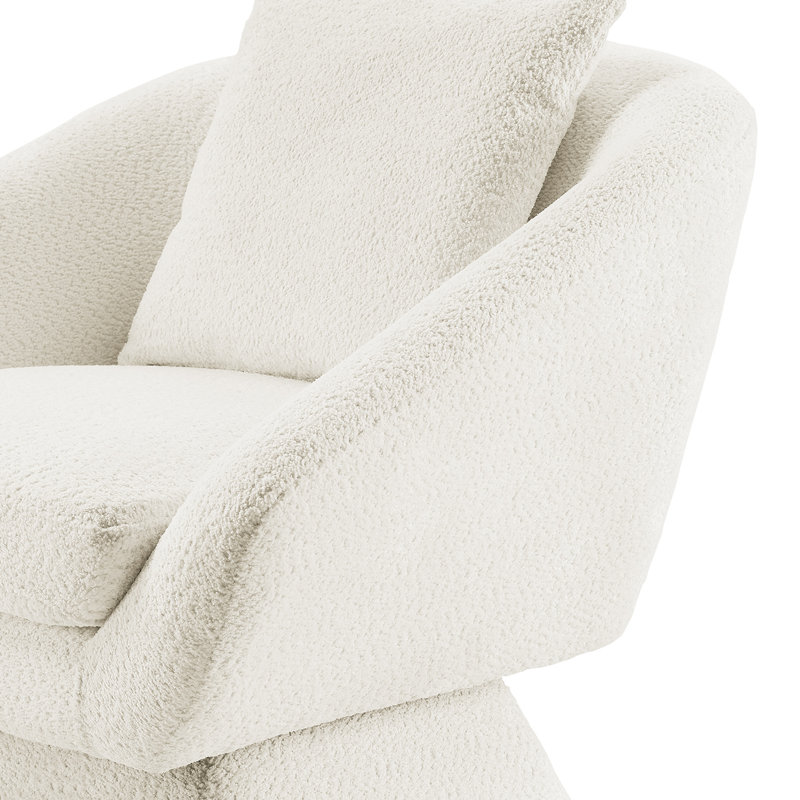 Arafaat 80Cm Wide Swivel Barrel Chair, White Wool