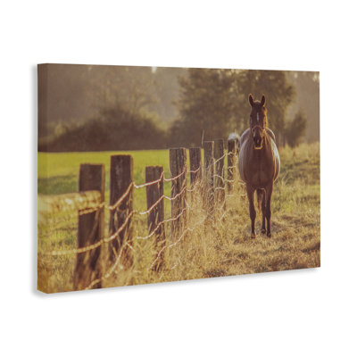 Toile «Horse's Farm at Dawn», conception par Norm Stelfox