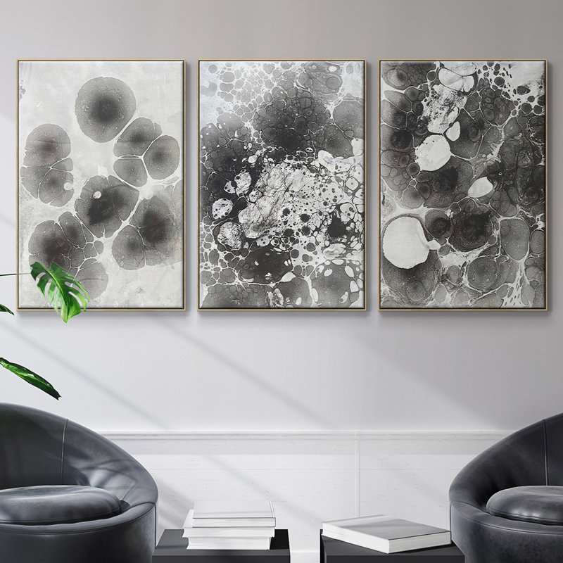 " Marbling IV " 3 - Pieces, H 40 po x l 90 po x P 2 po, Naturel