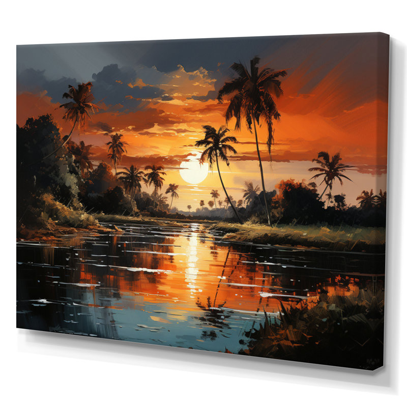 Dominicain Sunset Reflections - reproduction sur toile, H 30 po x l 40 po x P 1,5 po, Toile tendue