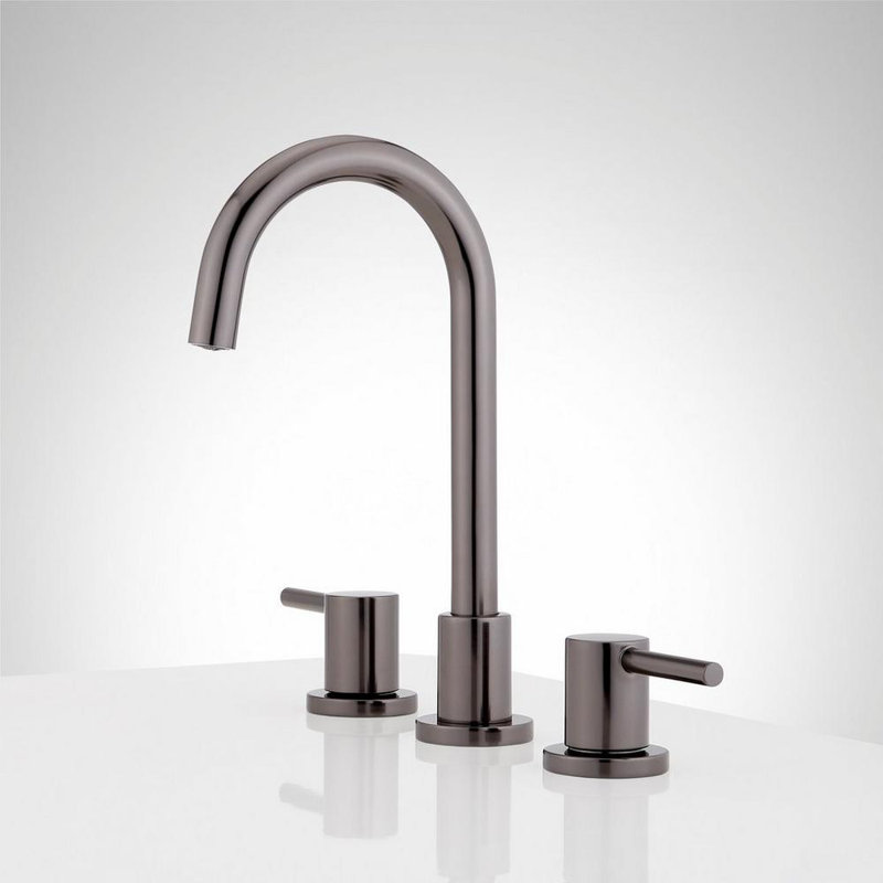 Lexia 1.2 GPM Widespread Gooseneck Bathroom Faucet, Gunmetal