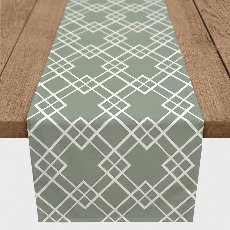 Chemin de table rectangulaire en polyester Aderita, L 72 po x P 16 po, Vert
