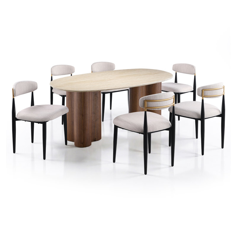 Ensemble de table de salle à manger 7 pièces Novato Garces, 7 pièces : table, 6 chaises