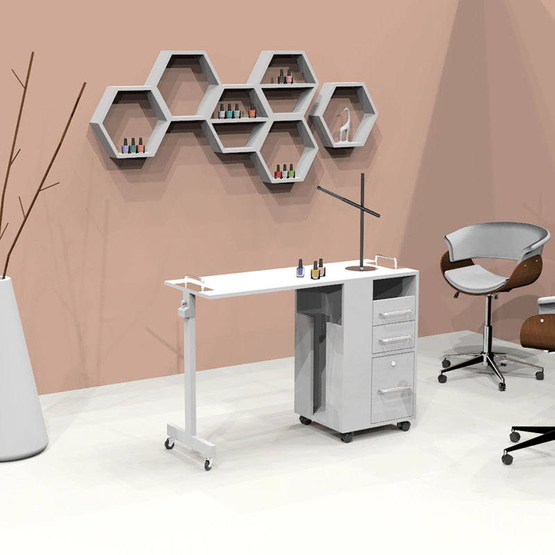 Jalaina Metal Base Credenza Desk, White Gray