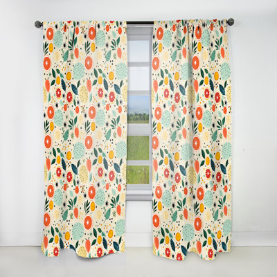 Midcentury Pastel Fruits Pattern II - Mid-Century Velvet Curtain - Room Darkening - 1 Panel