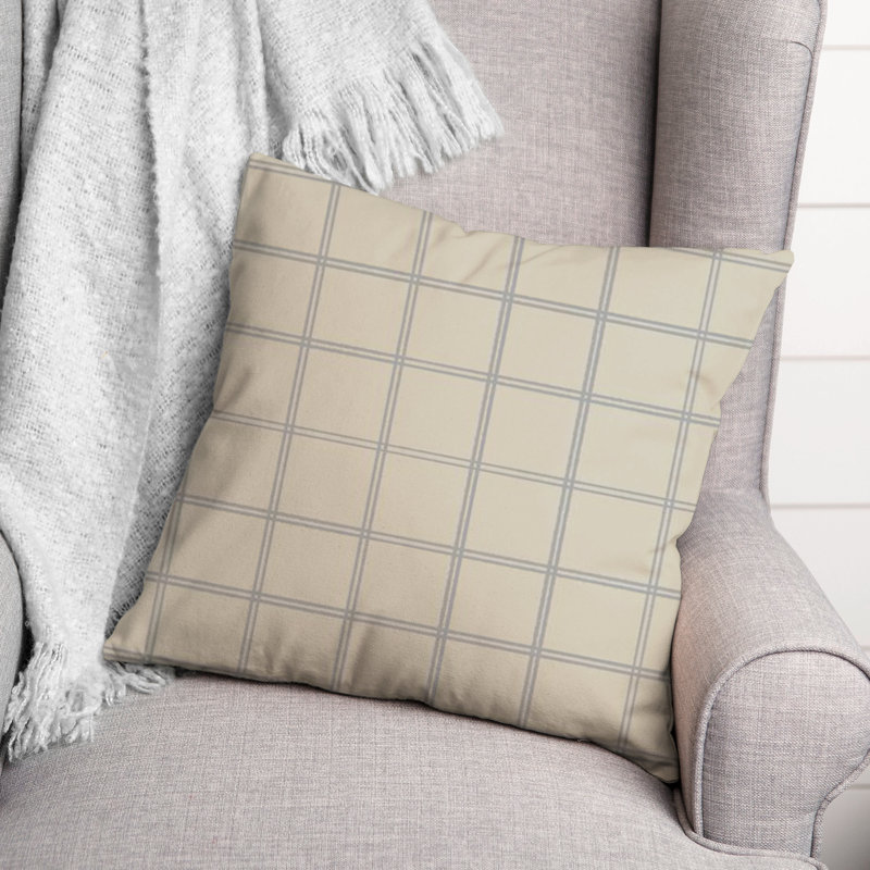 Checkered Throw Pillow, Cream/Gray