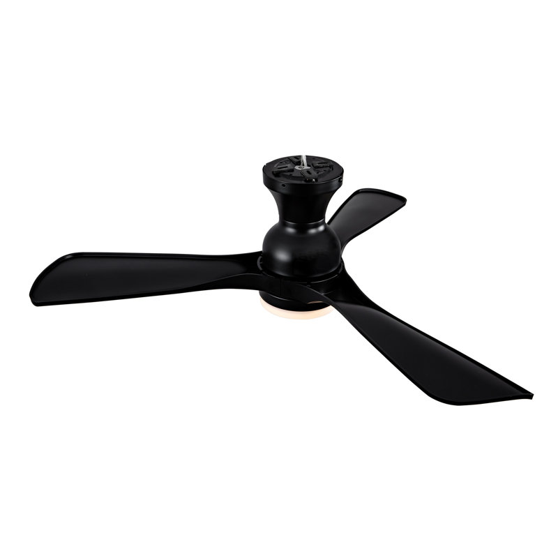 42 Inch Black Ceiling Fan with Lights, Flush Mount Ceiling Fan with Remote Control - Quiet DC Motor Modern Indoor/Outdoor Ceiling Fan for Bedroom, Farmhouse, Patio