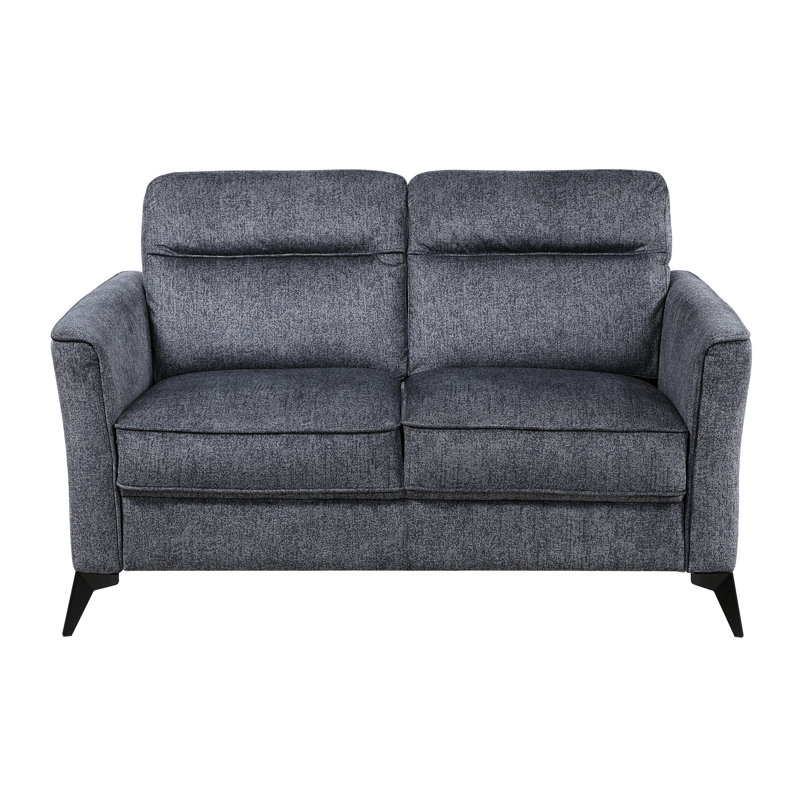 Microfibre contemporaine gris foncé pour espace de vie principal, pieds en métal noir, sièges rembourrés, capacité de 300 lb en microfibre texturée, hauteur de l'assise de 19,5 po