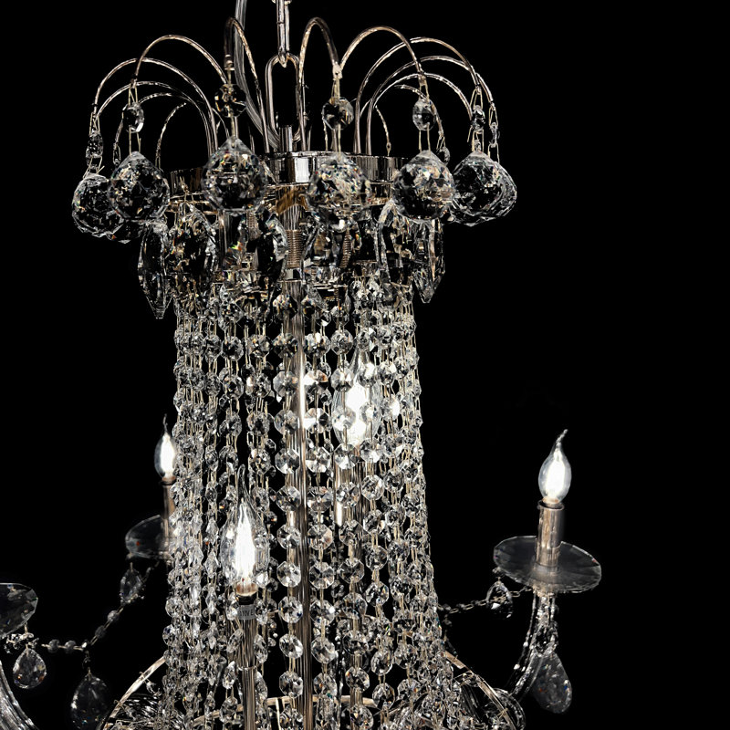 Golbahar 20 - Light Crystal Dimmable Tiered Chandelier, Silver