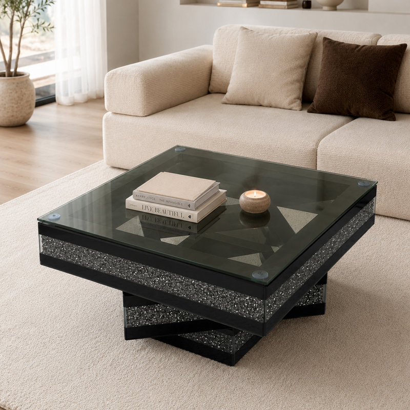 Table basse à motif de diamants broyés