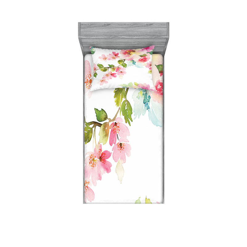Multicolore ensemble de draps et taies décoratives à motif floral Ambesonne