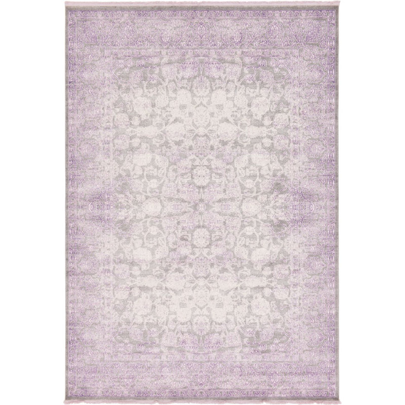 Tapis mauve à motif géométrique Pharaoh, Rectangle 8 p x 11 pi 4 po
