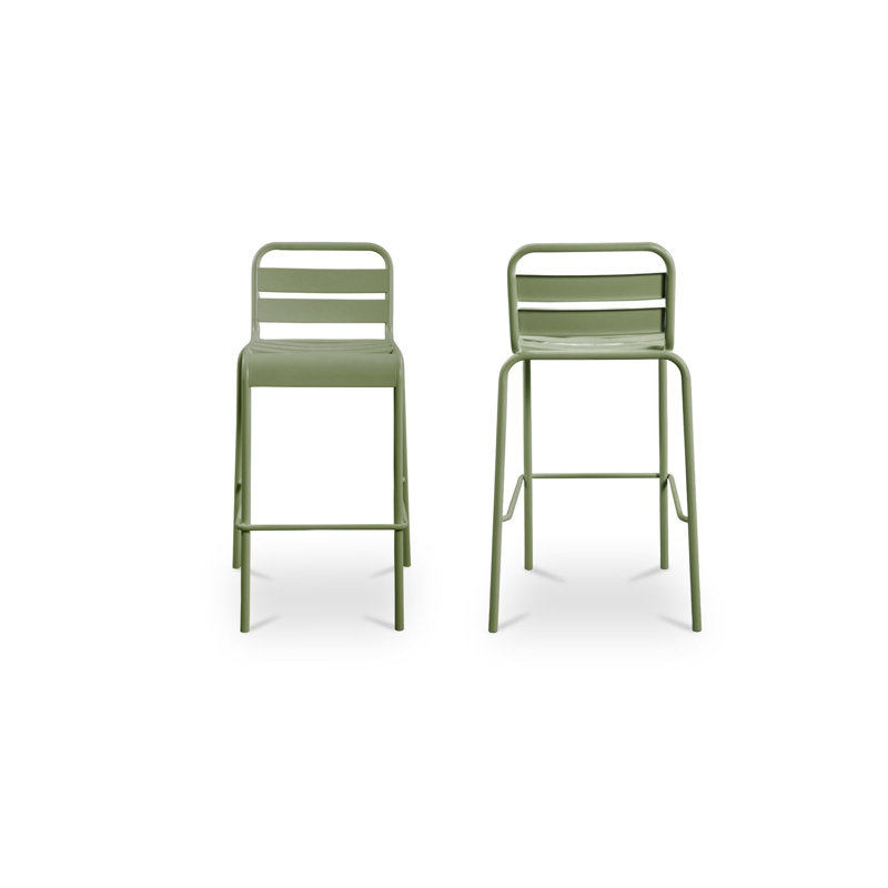 Kade Outdoor Bar Stool White Set of Two, Green