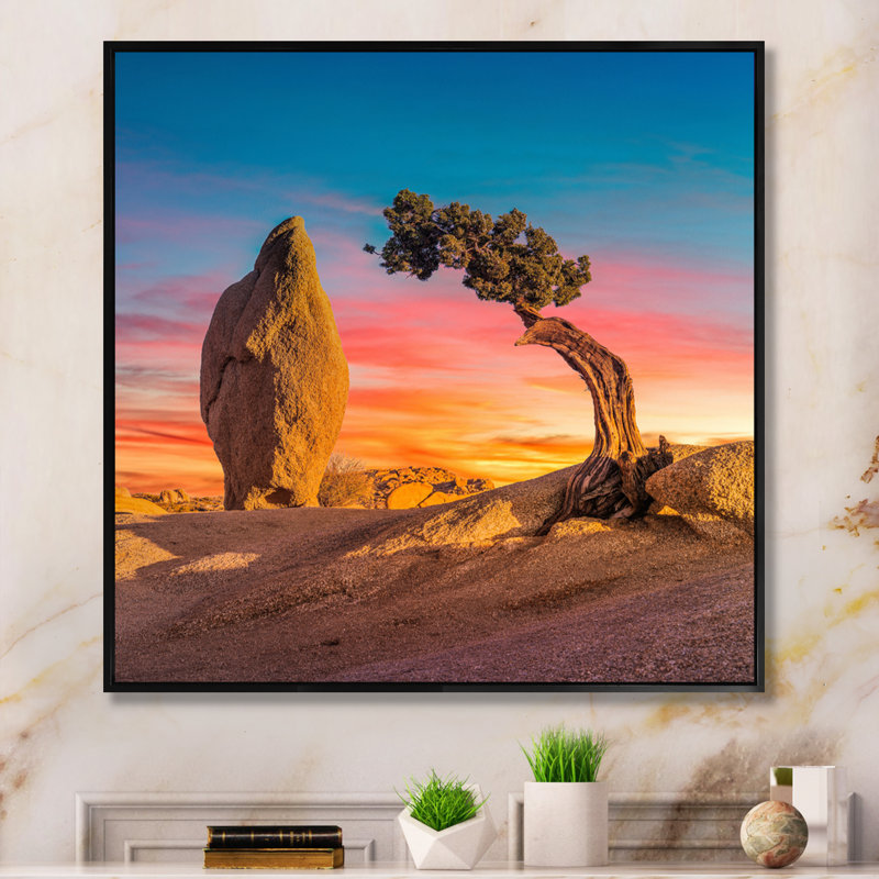 " Solitude Tree On Arkansas Desert ", Black Floater Framed, 34" H x 44" W x 1.5" D