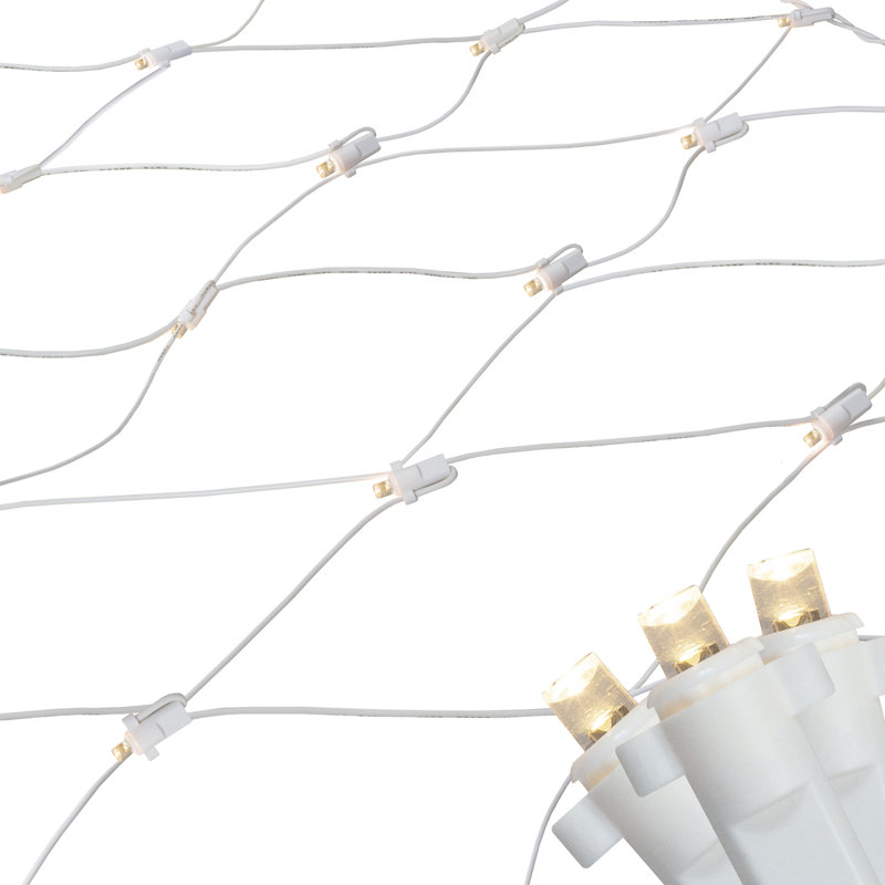 LED Wide Angle Net Style Column Wrap Christmas Lights White Wire, Warm White, 0.25" H x 24" W x 96" D