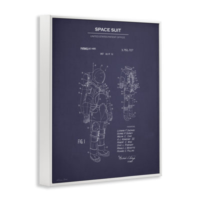 Space Suit Blueprint Framed Giclee Art by Susan Ball