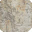 Tapis extérieur rond lavable abstrait 8 pi beige et gris foncé en terre cuite